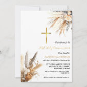 Boho Pampas Grass Girl Erste Heilige Kommune Einladung (Vorderseite)