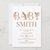 Boho Pampas Grass Girls Baby Word Baby Shower Einladung (Vorderseite)