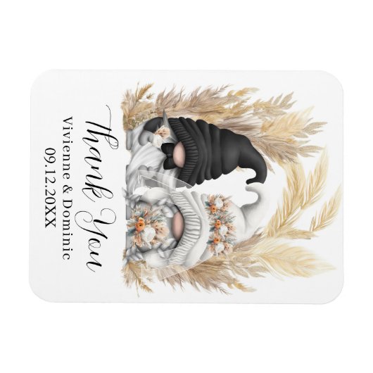 Boho Pampas Grass Gnome Wedding Dankeschön Karte Magnet (Horizontal)