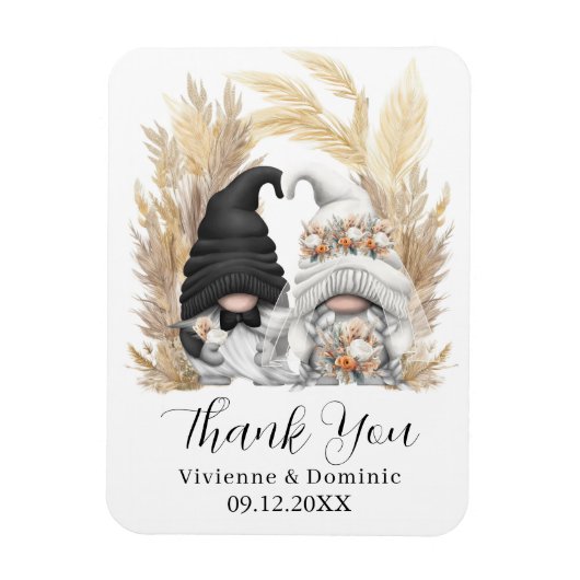 Boho Pampas Grass Gnome Wedding Dankeschön Karte Magnet (Vertikal)