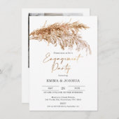 Boho Pampas Grass Gold Calligrafy Verlobung Einladung (Vorne/Hinten)