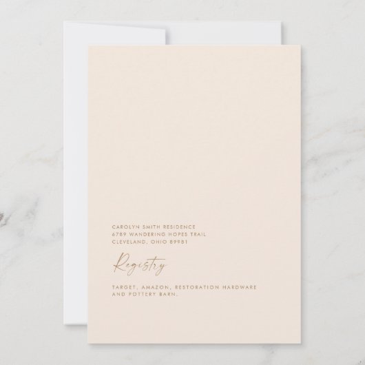 Boho Pampas Grass Gold Geometric Sage Bridal Einladung (Rückseite)