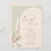 Boho Pampas Grass Gold Geometric Sage Bridal Einladung (Vorne/Hinten)