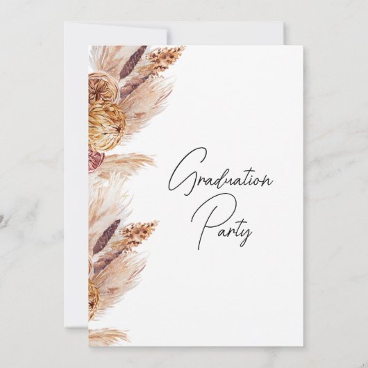 Boho Pampas Grass Graduation Party Einladung (Rückseite)