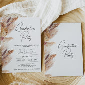 Boho Pampas Grass Graduation Party Einladung
