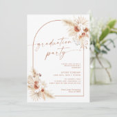Boho Pampas Grass Graduation Party Einladung (Stehend Vorderseite)
