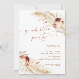 Boho Pampas Grass Graduation Party Einladung