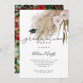 Boho Pampas Grass Graduation Party Foto Einladung (Vorne/Hinten)