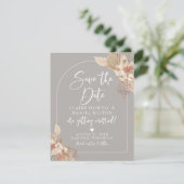 Boho Pampas Grass Gray Beige Save the Date (Stehend Vorderseite)