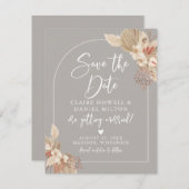 Boho Pampas Grass Gray Beige Save the Date (Vorne/Hinten)