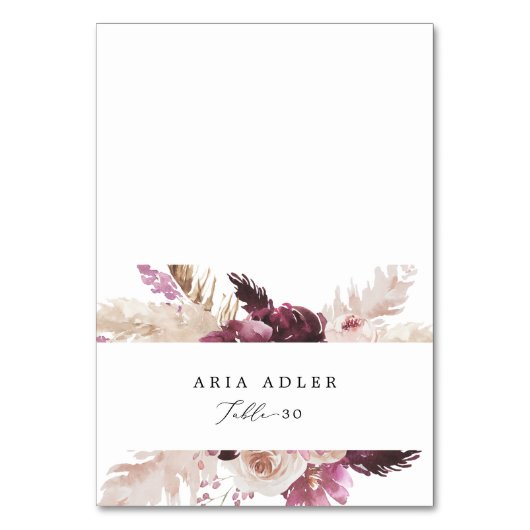 Boho Pampas Grass Guest Name Platzkarten Tischnummer (Vorderseite)