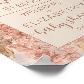 Boho Pampas Grass | Hydrangeas Babydusche Begrüßun Poster (Ecke)