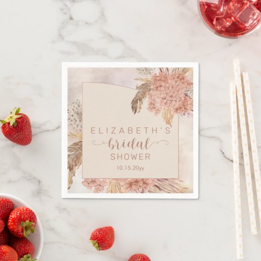 Boho Pampas Grass | Hydrangeas-Brautparty Napk Serviette (Beispiel)