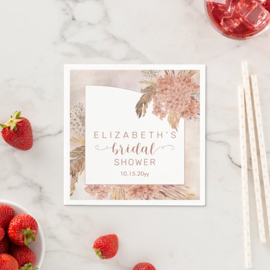 Boho Pampas Grass | Hydrangeas-Brautparty Serviette (Beispiel)