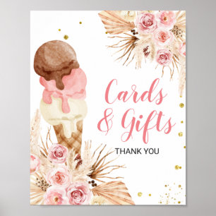 Boho Pampas Grass Ice Creme Blumenkarten & Geschen Poster