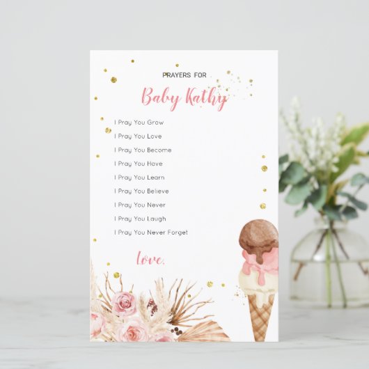 Boho Pampas Grass Ice Creme Gebete für Baby-Zeiche (Stehend Vorderseite)