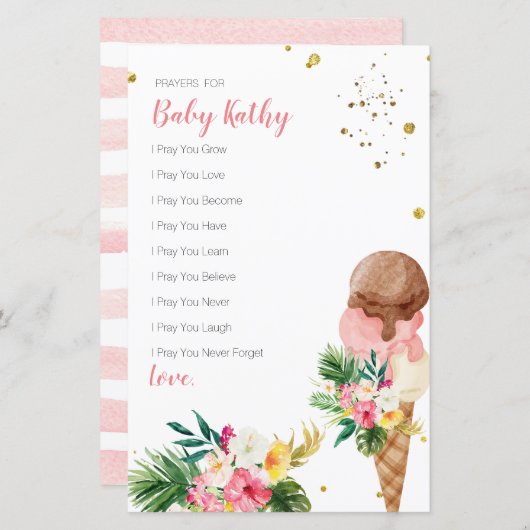 Boho Pampas Grass Ice Creme Gebete für Baby-Zeiche (Vorne/Hinten)