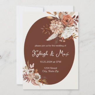 Boho Pampas Grass Invitation – Neutral Florals Einladung