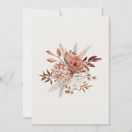 Boho Pampas Grass Invitation – Neutral Florals Einladung (Rückseite)