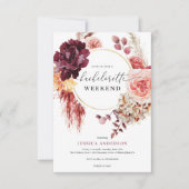 Boho Pampas Grass Junggeselinnen-Abschied Itinerar Einladung (Vorderseite)