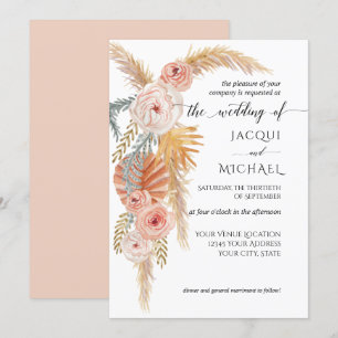 BOHO Pampas Grass Jungle Foliage Aquarellblume Einladung