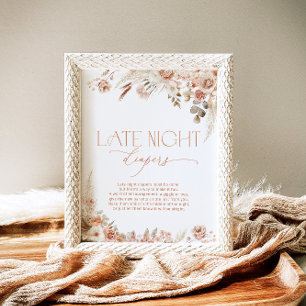 Boho Pampas Grass Late Night Diapers Game Poster