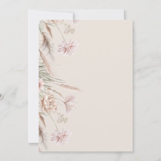 Boho Pampas Grass Liebe in Bloom Brautparty Einladung (Rückseite)