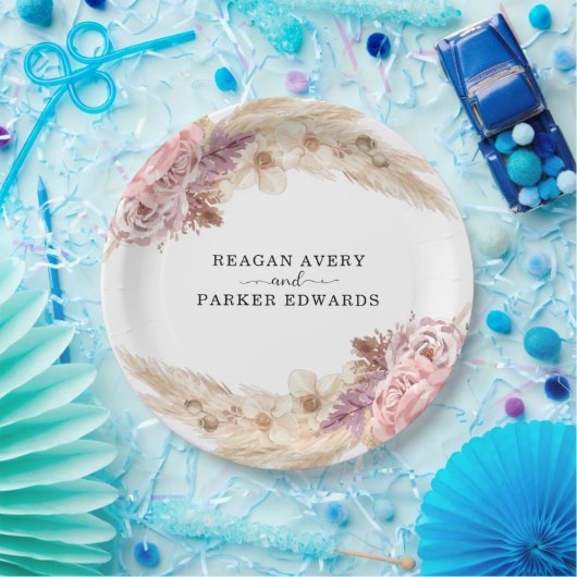 Boho Pampas Grass Lila Hochzeit Pappteller (Party)