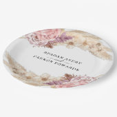 Boho Pampas Grass Lila Hochzeit Pappteller (Schrägansicht)