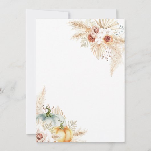 Boho Pampas Grass Little Pumpkin Baby Shower Einladung (Rückseite)