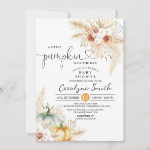 Boho Pampas Grass Little Pumpkin Baby Shower Einladung