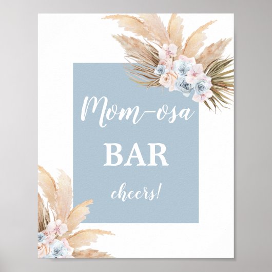 Boho Pampas Grass Mimosa Bar Boy-Zeichen Poster (Vorne)