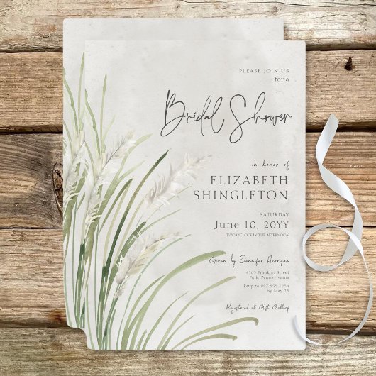 Boho Pampas Grass Minimal Brautparty Einladung