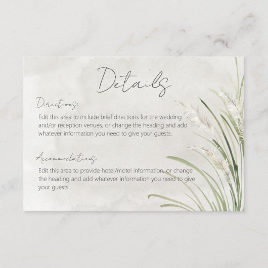 Boho Pampas Grass Minimal Modern Details Karte (Vorderseite)