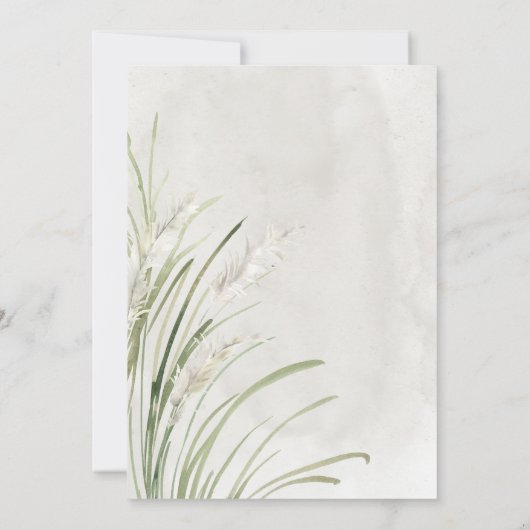 Boho Pampas Grass Minimal Moderne Hochzeit Einladu Einladung (Rückseite)