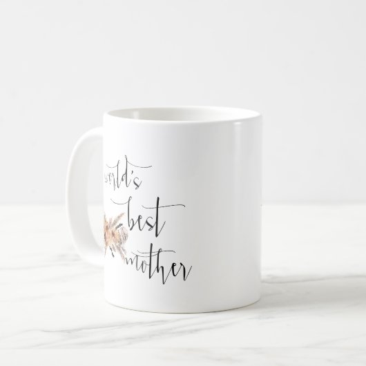 Boho Pampas Grass Minimal World's Best Mother Kaffeetasse (Vorderseite Links)