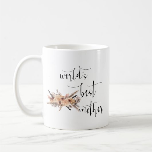 Boho Pampas Grass Minimal World's Best Mother Kaffeetasse (Links)