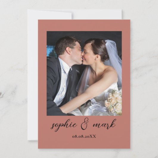 Boho Pampas Grass Minimalistisch mit Foto Hochzeit Dankeskarte (Rückseite)