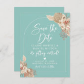 Boho Pampas Grass Mint Sage Save the Date (Vorne/Hinten)