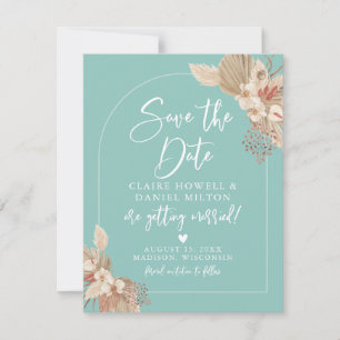 Boho Pampas Grass Mint Sage Save the Date