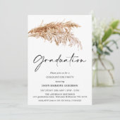 Boho Pampas Grass mit Foto Graduation Party Einladung (Stehend Vorderseite)