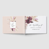 Boho Pampas Grass Monogram Back Wedding Gästebuch (Voll)