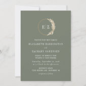 Boho Pampas Grass Monogram Sage Green Wedding Einladung (Vorderseite)