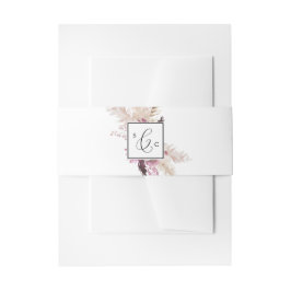 Boho Pampas Grass Monogram Wedding Einladungsbanderole