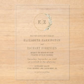 Boho Pampas Grass Monogram Wreath Beige Wedding Acryleinladungen (Vorderseite)