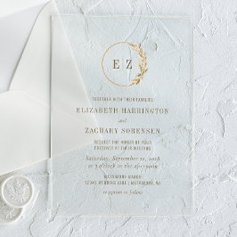 Boho Pampas Grass Monogram Wreath Beige Wedding Acryleinladungen