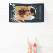 Boho Pampas Grass Navy Foto Abschluss Banner (InSitu)