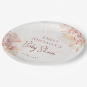 Boho Pampas Grass Neutral Baby Dusche Bohemisch Pappteller (Schrägansicht)
