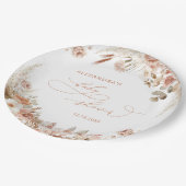 Boho Pampas Grass Neutral Baby Dusche Moderne Pappteller (Schrägansicht)