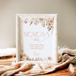 Boho Pampas Grass Neutral Baby Dusche Momosa Bar Poster